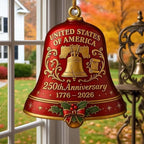 🔥Each $5.99 On Sale Today Only🔔United States 250th Anniversary Bell Ornament🌟Proudly made in Texas, USA