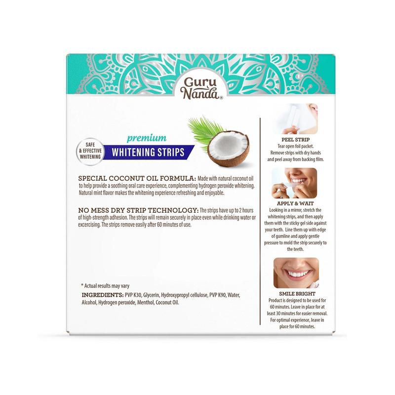 GuruNanda Whitening Strips, 7-day treatment (7 Packets - 2 Strips per pack)- Enamel-Safe Strips for Sensitive Teeth - Non-Slip, Dry Strip Technology